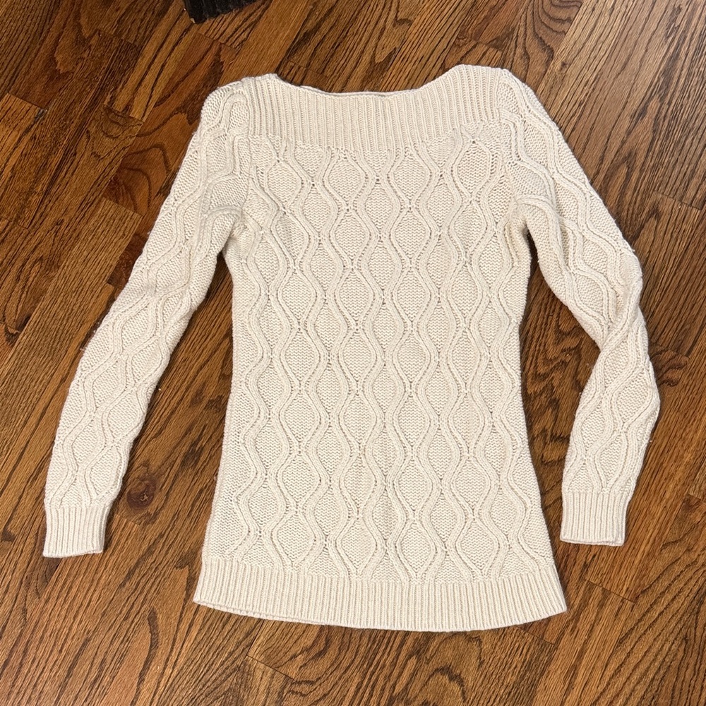 LOFT Ivory Cable Knit Sweater